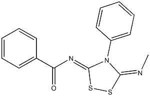 3-(Benzoylimino)-4-phenyl-5-(methylimino)-1,2,4-dithiazolidine Struktur