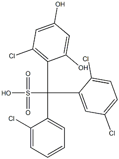 (2-Chlorophenyl)(2,5-dichlorophenyl)(6-chloro-2,4-dihydroxyphenyl)methanesulfonic acid Struktur