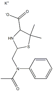 5,5-Dimethyl-2-(phenylacetylaminomethyl)thiazolidine-4-carboxylic acid potassium salt Struktur