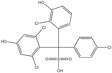 (4-Chlorophenyl)(2-chloro-3-hydroxyphenyl)(2,6-dichloro-4-hydroxyphenyl)methanesulfonic acid Struktur