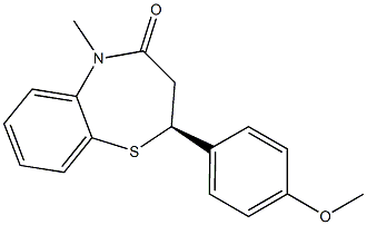 (2S)-2,3-Dihydro-5-methyl-2-(4-methoxyphenyl)-1,5-benzothiazepin-4(5H)-one Struktur