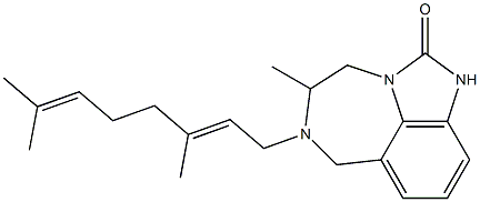 4,5,6,7-Tetrahydro-5-methyl-6-[(E)-3,7-dimethyl-2,6-octadienyl]imidazo[4,5,1-jk][1,4]benzodiazepin-2(1H)-one Struktur