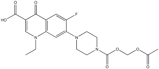 1-Ethyl-6-fluoro-1,4-dihydro-7-[4-(acetyloxymethoxycarbonyl)-1-piperazinyl]-4-oxoquinoline-3-carboxylic acid Struktur