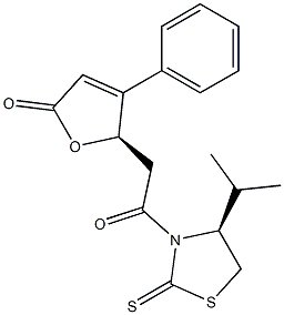 (5R)-5-[[(4S)-4-Isopropyl-2-thioxothiazolidin-3-yl]carbonylmethyl]-4-phenylfuran-2(5H)-one Struktur