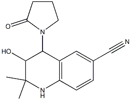 1,2,3,4-Tetrahydro-3-hydroxy-2,2-dimethyl-4-(2-oxo-1-pyrrolidinyl)quinoline-6-carbonitrile Struktur