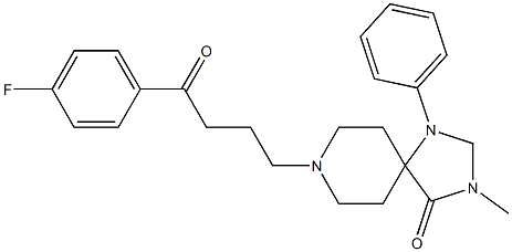 3-Methyl-8-[3-(p-fluorobenzoyl)propyl]-1-phenyl-1,3,8-triazaspiro[4.5]decane-4-one Struktur