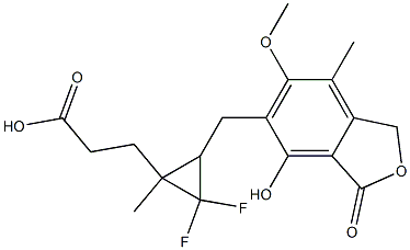 2,2-Difluoro-3-[(4-hydroxy-6-methoxy-7-methyl-3-oxo-5-phthalanyl)methyl]-1-methylcyclopropane-1-propionic acid Struktur