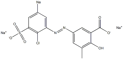 5-[(2-Chloro-5-sodiosulfophenyl)azo]-2-hydroxy-3-methylbenzoic acid sodium salt Struktur