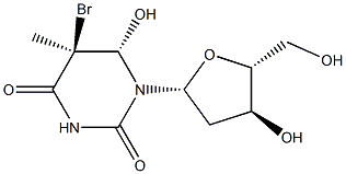 (5S,6S)-5,6-Dihydro-5-bromo-6-hydroxythymidine Struktur