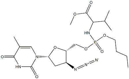 3'-Azido-3'-deoxythymidine-5'-[[[1-isopropyl-2-methoxy-2-oxoethyl]amino]phosphonic acid butyl] ester Struktur