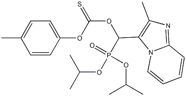 Thiocarbonic acid O-[(2-methylimidazo[1,2-a]pyridin-3-yl)[bis(isopropyloxy)phosphinyl]methyl]O-(4-methylphenyl) ester Struktur