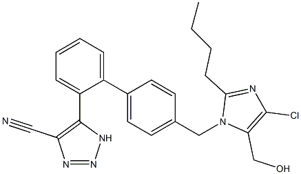 5-[4'-[(2-Butyl-4-chloro-5-hydroxymethyl-1H-imidazol-1-yl)methyl]-1,1'-biphenyl-2-yl]-1H-1,2,3-triazole-4-carbonitrile Struktur