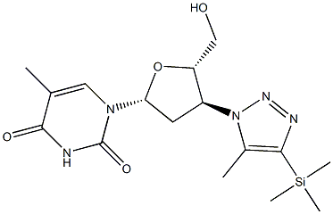 3'-(5-Methyl-4-(trimethylsilyl)-1H-1,2,3-triazol-1-yl)-3'-deoxythymidine Struktur