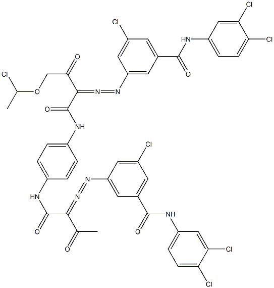 3,3'-[2-[(1-Chloroethyl)oxy]-1,4-phenylenebis[iminocarbonyl(acetylmethylene)azo]]bis[N-(3,4-dichlorophenyl)-5-chlorobenzamide] Struktur