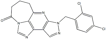 4,5,6,8-Tetrahydro-8-(2,4-dichlorobenzyl)-1,2a,7,8,9-pentaazacyclohept[cd]-as-indacen-3-one Struktur