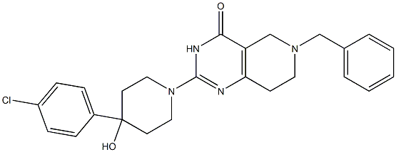 6-Benzyl-2-[4-(4-chlorophenyl)-4-hydroxypiperidino]-5,6,7,8-tetrahydropyrido[4,3-d]pyrimidin-4(3H)-one Struktur