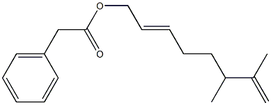 Phenylacetic acid 6,7-dimethyl-2,7-octadienyl ester Struktur