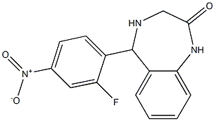 1,3,4,5-Tetrahydro-5-(2-fluoro-4-nitrophenyl)-2H-1,4-benzodiazepin-2-one Struktur