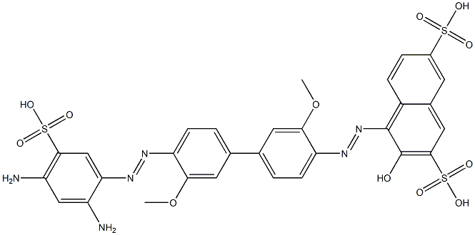 4-[[4'-[(2,4-Diamino-5-sulfophenyl)azo]-3,3'-dimethoxy[1,1'-biphenyl]-4-yl]azo]-3-hydroxy-2,7-naphthalenedisulfonic acid Struktur