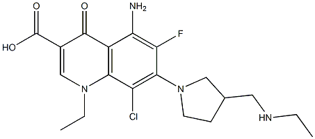 5-Amino-8-chloro-1-ethyl-6-fluoro-1,4-dihydro-4-oxo-7-[3-(ethylaminomethyl)-1-pyrrolidinyl]quinoline-3-carboxylic acid Struktur