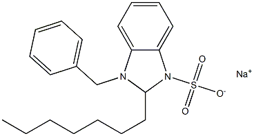 1-Benzyl-2-heptyl-2,3-dihydro-1H-benzimidazole-3-sulfonic acid sodium salt Struktur