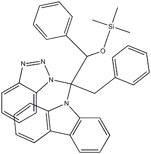 1,3-Diphenyl-1-(trimethylsilyloxy)-2-(9H-carbazol-9-yl)-2-(1H-benzotriazol-1-yl)propane Struktur