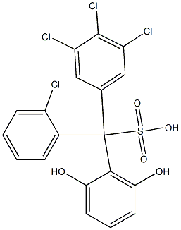 (2-Chlorophenyl)(3,4,5-trichlorophenyl)(2,6-dihydroxyphenyl)methanesulfonic acid Struktur