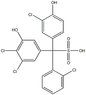 (2-Chlorophenyl)(3-chloro-4-hydroxyphenyl)(3,4-dichloro-5-hydroxyphenyl)methanesulfonic acid Struktur