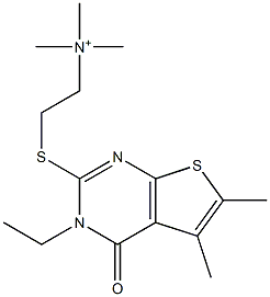 N,N,N-Trimethyl[2-[[[5,6-dimethyl-3-ethyl-3,4-dihydro-4-oxothieno[2,3-d]pyrimidin]-2-yl]thio]ethyl]aminium Struktur