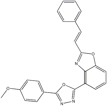 2-(2-Styrylbenzoxazol-4-yl)-5-(4-methoxyphenyl)-1,3,4-oxadiazole Struktur