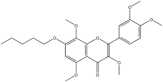 3,3',4',5,8-Pentamethoxy-7-(pentyloxy)flavone Struktur