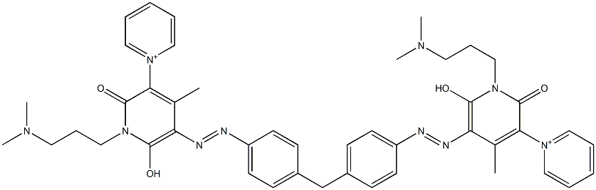 1,1'-[Methylenebis[4,1-phenyleneazo[[1-[3-(dimethylamino)propyl]-6-hydroxy-4-methyl-1,2-dihydro-2-oxopyridine]-5,3-diyl]]]dipyridinium Struktur