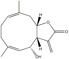 (3aR,4R,5E,9E,11aS)-4-Hydroxy-3a,4,7,8,11,11a-hexahydro-6,10-dimethyl-3-methylenecyclodeca[b]furan-2(3H)-one Struktur