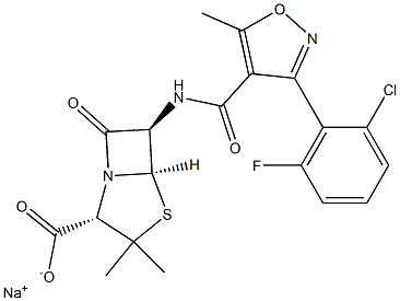 6-[3-(2-Chloro-6-fluorophenyl)-5-methylisoxazol-4-ylcarbonylamino]penicillanic acid sodium salt Struktur