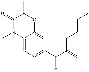 2,4-Dimethyl-7-(2-butylacryloyl)-4H-1,4-benzoxazin-3(2H)-one Struktur