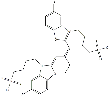 5-Chloro-2-[2-[[5-chloro-3-(4-sulfobutyl)-3H-benzoxazol-2-ylidene]methyl]-1-butenyl]-3-(4-sulfonatobutyl)benzoxazol-3-ium Struktur