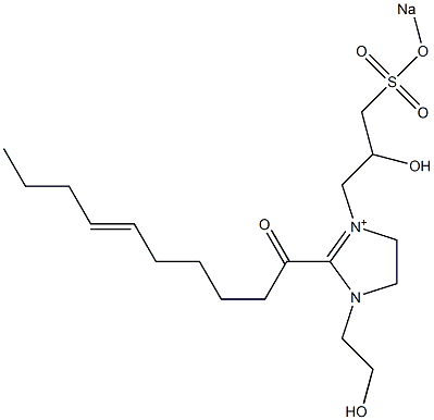 1-(2-Hydroxyethyl)-3-[2-hydroxy-3-(sodiooxysulfonyl)propyl]-2-(6-decenoyl)-2-imidazoline-3-ium Struktur