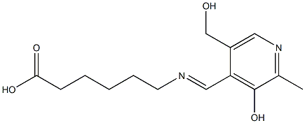 6-[[[3-Hydroxy-5-(hydroxymethyl)-2-methylpyridin-4-yl]methylene]-amino]hexanoic acid Struktur