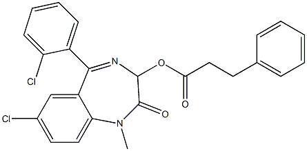 1,3-Dihydro-1-methyl-5-(2-chlorophenyl)-7-chloro-2-oxo-2H-1,4-benzodiazepin-3-ol 3-phenylpropionate Struktur