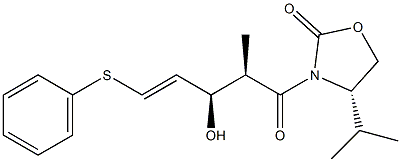 (4S)-4-Isopropyl-3-[(2R,3R)-3-hydroxy-2-methyl-5-phenylthio-4-pentenoyl]oxazolidin-2-one Struktur