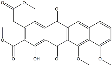 10,11-Dimethoxy-1-hydroxy-2-(methoxycarbonyl)-3-[(methoxycarbonyl)methyl]-5,12-naphthacenedione Struktur