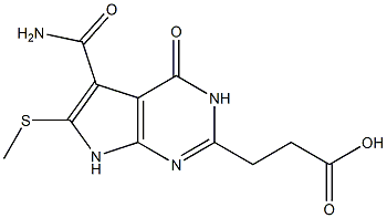 2-(2-Carboxyethyl)-6-(methylthio)-4-oxo-3,4-dihydro-7H-pyrrolo[2,3-d]pyrimidine-5-carboxamide Struktur