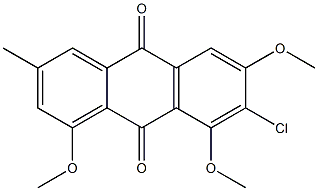 1-Methoxy-3-methyl-6-methoxy-7-chloro-8-methoxy-9,10-anthraquinone Struktur