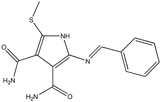 2-[Benzylideneamino]-5-(methylthio)-1H-pyrrole-3,4-dicarboxamide Struktur