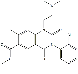 1,2,3,4-Tetrahydro-3-(2-chlorophenyl)-1-(2-dimethylaminoethyl)-5,7-dimethyl-2,4-dioxoquinazoline-6-carboxylic acid ethyl ester Struktur