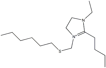 1-Ethyl-2-butyl-3-[(hexylthio)methyl]-4,5-dihydro-1H-imidazol-3-ium Struktur