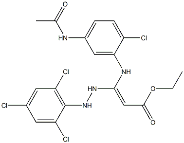 3-(5-Acetylamino-2-chloroanilino)-3-[2-(2,4,6-trichlorophenyl)hydrazino]acrylic acid ethyl ester Struktur