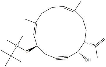 (1S,5R,6E,10E,14R)-14-(1-Methylethenyl)-7,11-dimethyl-5-[(tert-butyldimethylsilyl)oxy]cyclotetradeca-6,10-dien-2-yn-1-ol Struktur