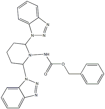 1-(Benzyloxycarbonylamino)-2,6-bis(1H-benzotriazol-1-yl)piperidine Struktur