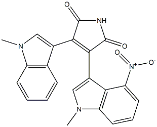 3-(4-Nitro-1-methyl-1H-indol-3-yl)-4-(1-methyl-1H-indol-3-yl)-1H-pyrrole-2,5-dione Struktur